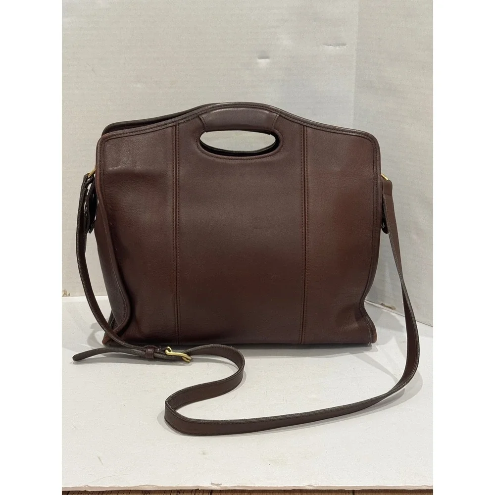 Vintage Coach Large Shopper Laptop Bag Mahogany Brown Leather 9995 USA Top Zip